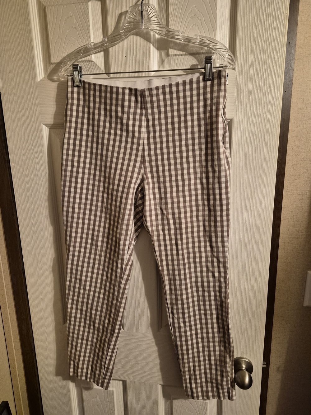 a new day Taupe and White Gingham Cropped Pants